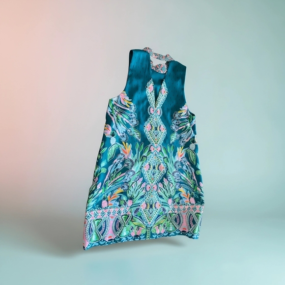 Lilly Pulitzer Teal Floral Mini Dress - Picture 3 of 3